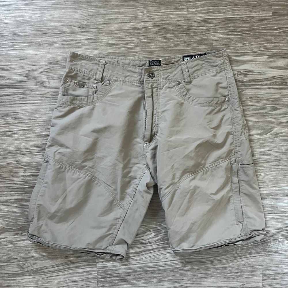 Kuhl Liberator Stealth Convertible Shorts Mens 32 Tan Nylon Cotton Hiking Cargo